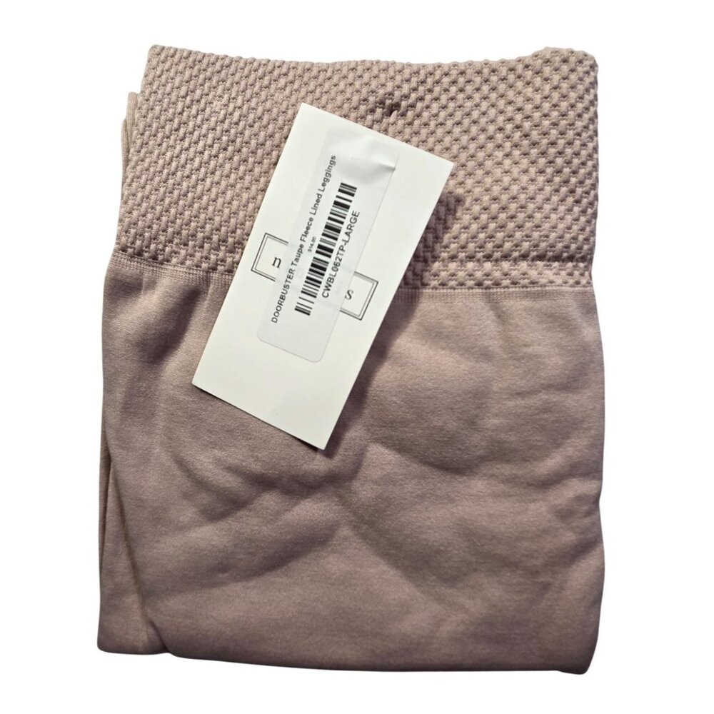 Ninexis Fleece Leggings Womens Large Taupe High-Waisted Textured Yoga New Tags - Picture 3 of 9
